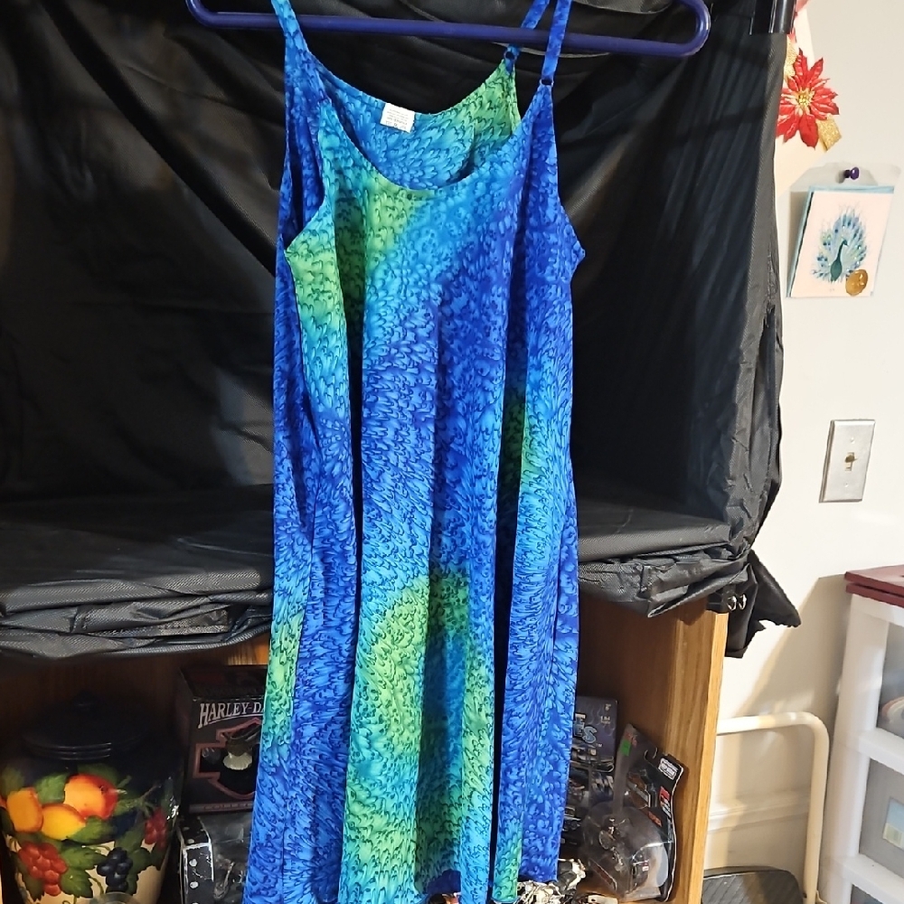 Blue and Green Women's Crop Top